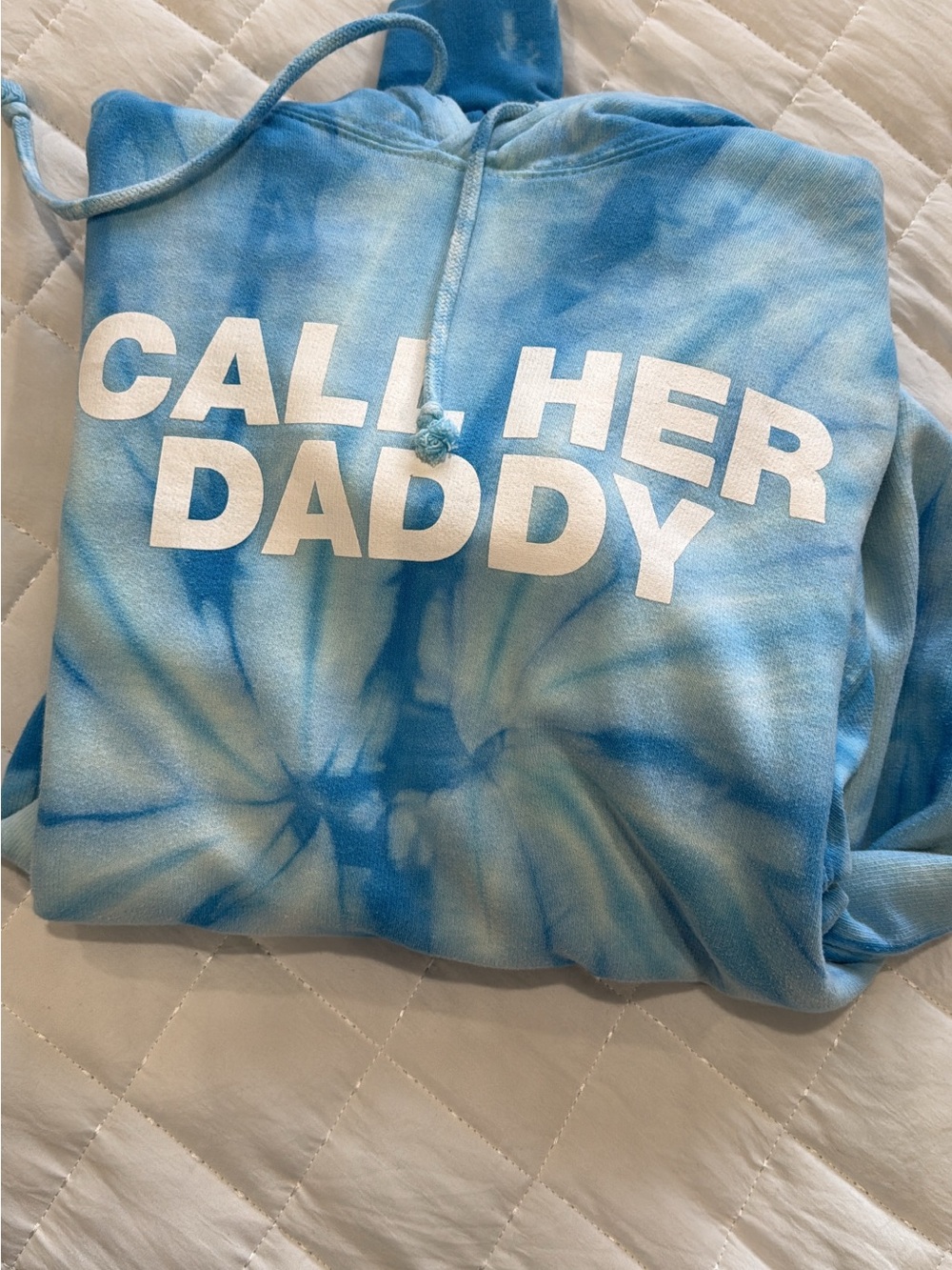 Blue Tie-Dye Kids Hoodie with 'CALL HER DADDY' Print